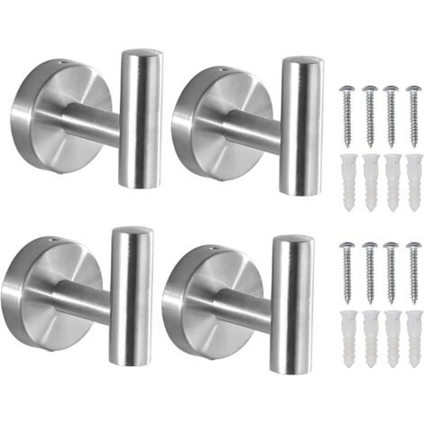 Towel Holder Wall Mounted Bathroom Towel Robe Hook,Shower Kitchen Wall Hanging Hooks Wall Mount SUS 304 Stainless Steel (sliver 4) (1/5)