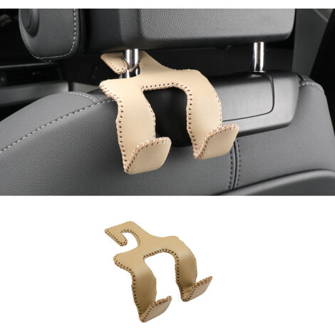 Crochet de siège arrière, Crochets de voiture pour appuie-tête Universal Seat Retour Crochets Cintres Siège voiture Appui-tête Crochets Organisateur de Siège Arrière de Siège de Voiture-Beige (1/5)