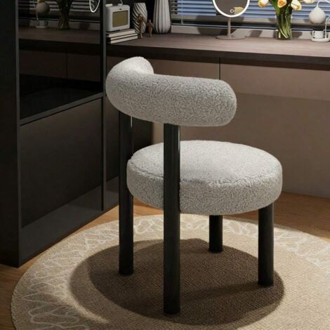 Chaise de maquillage avec dossier pour femmes, filles et enfants – Chaise de coiffeuse multifonctionnelle pour salon et chambre à coucher – Petit et élégant(Gris et noir) (1/5)