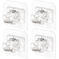 8PCS No Drill Curtain Rod Brackets Upgraded Curtain Rod No Drilling Self Adhesive Curtain Rod Hooks with Screws, Nail Free Adjustable Curtain for Poles Less Than 4cm in Diameter (Transparent)