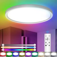 Plafonnier LED Dimmable, 24W Plafonnier Rétro-éclairé RGB 3300LM, 3000K-6500K Plafonnier LED avec Télécommande,Plafonnier Rond LED,Pour Salon/Chambre/Cuisine/Bureau/Salle de bain