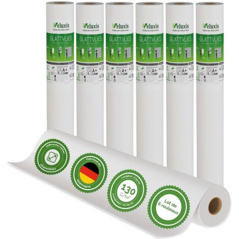 Veluxis® Premium Glattvlies als Untertapete & für Malerarbeiten – überstreichbar, rissüberbrückend, formstabil – Vlies Tapete, Wandvlies in Premium-Qualität (6er-Set Weiß, 10,05 m x 0,53 m - 130g/m²)