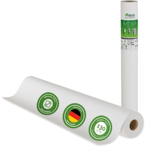 Veluxis® Premium Glattvlies als Untertapete & für Malerarbeiten – überstreichbar, rissüberbrückend, formstabil – Vlies Tapete, Wandvlies in Premium-Qualität (Weiß, 10,05 m x 0,53 m - 130g/m²)
