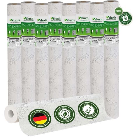 Vliestapete Vliestapete weiß – Renoviervlies Spachtel-Struktur 8er Set, 8 x 25,00 m x 1,06 m, rissüberbrückend, blickdicht, überstreichbar, Made in Germany – Veluxis