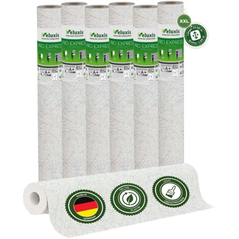 Vliestapete Vliestapete weiß – Renoviervlies Unregelmäßige Spachtel-Struktur 6er Set, 6 x 25,00 m x 1,06 m, rissüberbrückend, blickdicht, überstreichbar, Made in Germany – Veluxis