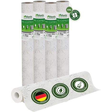 Vliestapete Vliestapete weiß – Renoviervlies Spachtel-Struktur 4er Set, 4 x 25,00 m x 1,06 m, rissüberbrückend, blickdicht, überstreichbar, Made in Germany – Veluxis