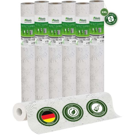 Vliestapete Vliestapete weiß – PROTECT Relief Putzstruktur 6er Set, 6 x 25,00 m x 1,06 m, kratz- & stoßfest, rissüberbrückend, leicht zu reinigen, Made in Germany – Veluxis