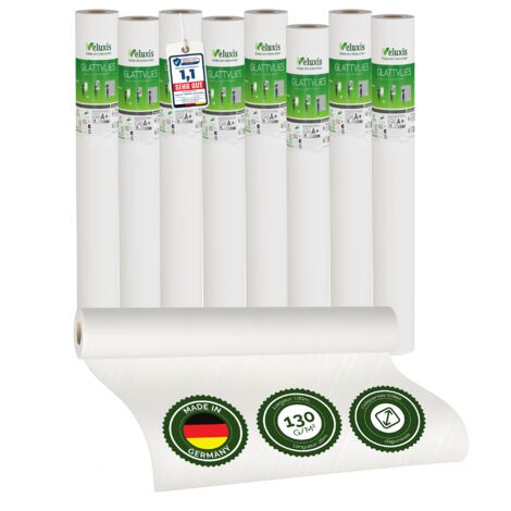 Veluxis® Papier peint intissé lisse de qualité supérieure, utilisable comme sous-couche et pour la peinture – peignable, pontant les fissures, indéformable (lot de 8 pièces blanc, 25,00 m x 1 m - 130