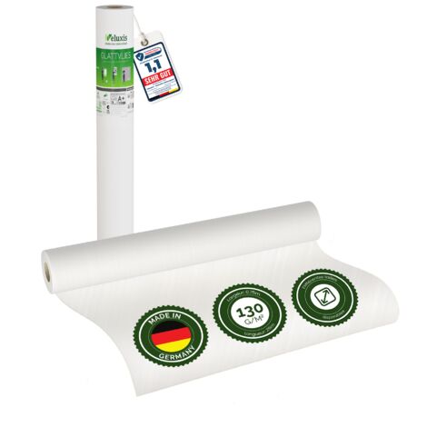 Veluxis® Papier peint intissé lisse de qualité supérieure, utilisable comme sous-couche et pour la peinture – peignable, pontant les fissures, indéformable (Blanc, 25,00 m x 0,75 m - 130 g/m²)
