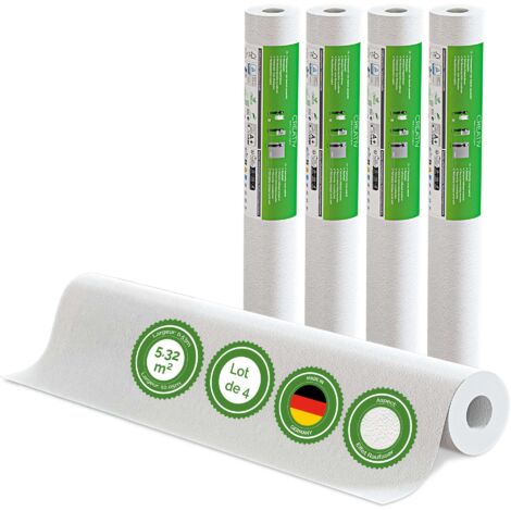Veluxis® Papier peint intissé 10,05 m x 0,53 m - (papier peint à copeaux de bois, lot de 4) - à peindre, respirant et de haute qualité - revêtement mural fabriqué en Allemagne