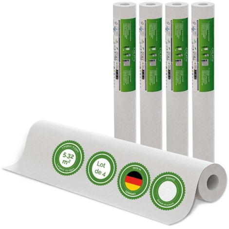 Veluxis® Papier peint intissé 10,05 m x 0,53 m - (enduit texturé, lot de 4) - à peindre, respirant et de haute qualité - revêtement mural fabriqué en Allemagne