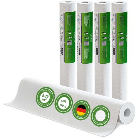 Veluxis® Papier peint intissé 10,05 m x 0,53 m (tissage grossier, lot de 4) - à peindre, respirant et de haute qualité - revêtement mural fabriqué en Allemagne