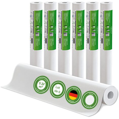 Veluxis® Papier peint intissé 10,05 m x 0,53 m - (Enduit fin, lot de 6) - à peindre, respirant et de haute qualité - revêtement mural fabriqué en Allemagne