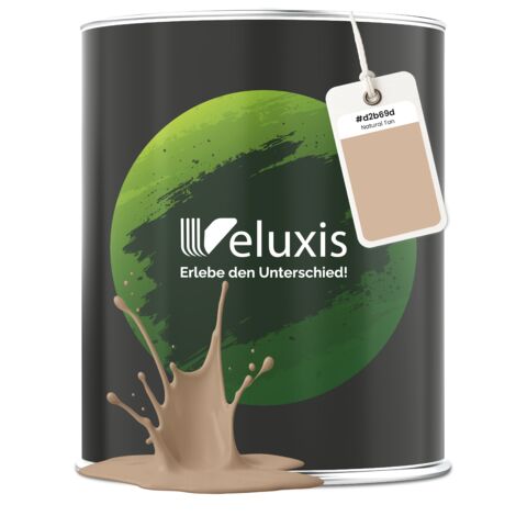 Veluxis® Peinture murale beige premium pour intérieur - 2,5 litres et classe de couverture 1, sans traces, anti-gouttes et écologique, sans COV - (Natural Tan)