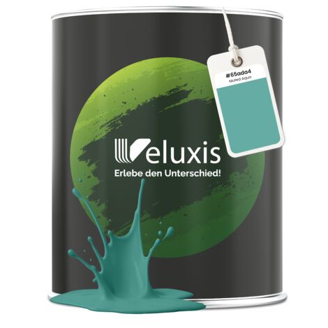 Veluxis® Peinture murale bleue de qualité supérieure pour intérieur - 1 litre, classe de couverture 1, sans traces, anti-gouttes, écologique, sans COV - (Muted Aqua)