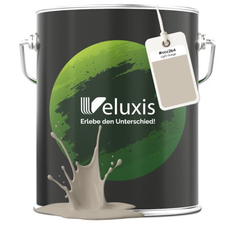 Veluxis® Peinture murale beige élégante pour intérieur - 5 litres, classe de couverture 1, sans traces, anti-gouttes, écologique, sans COV - (Light Greige)