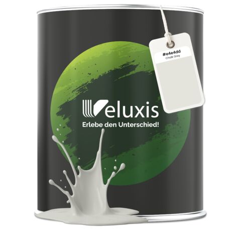 Veluxis® Peinture murale intérieure couleur crème de qualité supérieure - 2,5 litres, pouvoir couvrant de classe 1, sans traces, anti-gouttes, écologique et sans COV - (Chalk Grey)