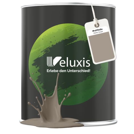 Veluxis® Peinture murale marron premium pour intérieur - 2,5 litres, classe de couverture 1, sans traces, anti-gouttes, écologique, sans COV - (Stone Taupe)