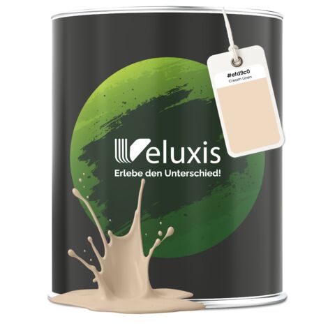 Veluxis® Peinture murale beige élégante pour intérieur - 2,5 litres et classe de couverture 1, sans traces, anti-gouttes et écologique, sans COV - (Cream Linen)