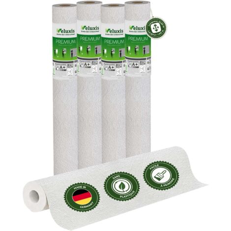 Veluxis® Papier peint intissé haut de gamme 10,05 m x 0,53 m (texture à grain fin, lot de 4) – intissé de rénovation de haute qualité pour murs lisses – Fabriqué en Allemagne