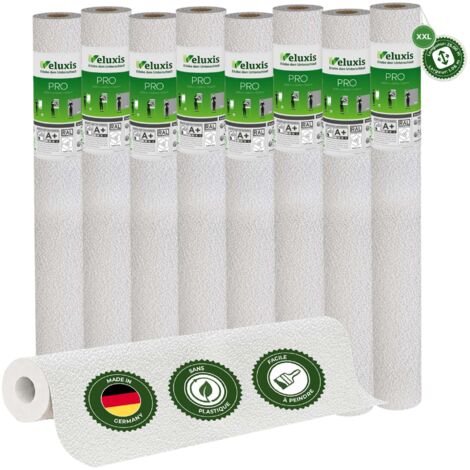 Veluxis® Papier peint intissé PRO 25,00 m x 1,06 m (micro-texturé, lot de 8) – excellent rapport qualité-prix, idéal pour les grandes surfaces et les plafonds – Fabriqué en Allemagne