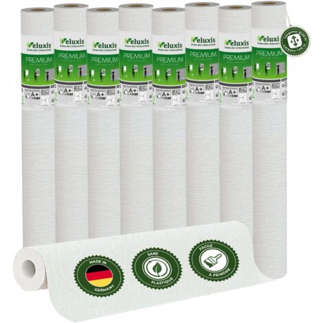 Veluxis® Papier peint intissé haut de gamme 10,05 m x 0,53 m (motif textile quadrillé, lot de 8) – intissé de rénovation de haute qualité pour murs lisses – Fabriqué en Allemagne (1/5)
