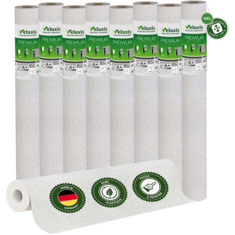 Veluxis® Papier peint intissé haut de gamme 25,00 m x 1,06 m (texture à grain fin, lot de 8) – intissé de rénovation de haute qualité pour murs lisses – Fabriqué en Allemagne