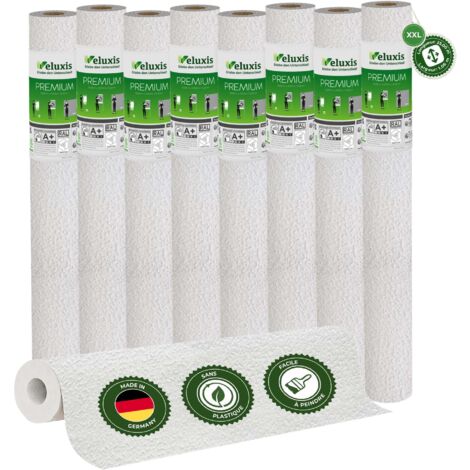 Veluxis® Papier peint intissé haut de gamme 25,00 m x 1,06 m (texture plâtre fin, lot de 8) – intissé de rénovation de haute qualité pour murs lisses – Fabriqué en Allemagne