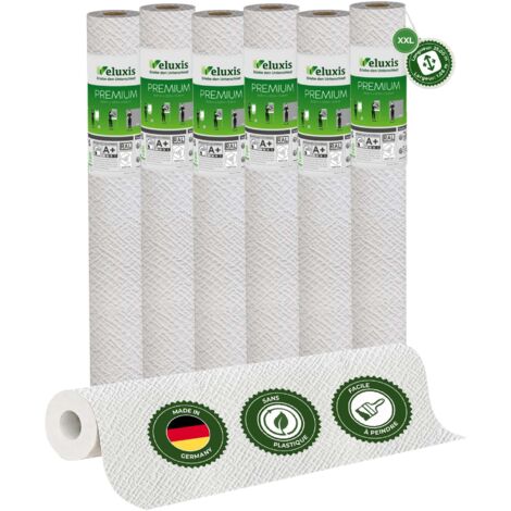 Veluxis® Papier peint intissé haut de gamme 25,00 m x 1,06 m (motif croisé irrégulier, lot de 6) – intissé de rénovation de haute qualité pour murs lisses – Fabriqué en Allemagne (1/5)