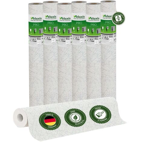 Veluxis® Papier peint intissé PRO 10,05 m x 0,53 m (texture irrégulière lissée à la truelle, lot de 6) – excellent rapport qualité-prix, idéal pour les grandes surfaces et les plafonds – Fabriqué en A