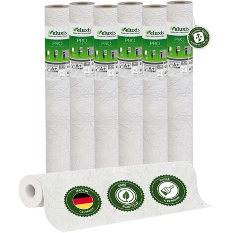 Veluxis® Papier peint intissé PRO 10,05 m x 0,53 m (structure à fibres fines, lot de 6) – excellent rapport qualité-prix, idéal pour les grandes surfaces et les plafonds – Fabriqué en Allemagne