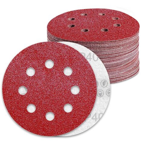 Disques abrasifs 125mm grain 40 – Lot de 70 pièces – Perforés pour ponçage métal, bois et plastique – Pour ponceuse excentrique