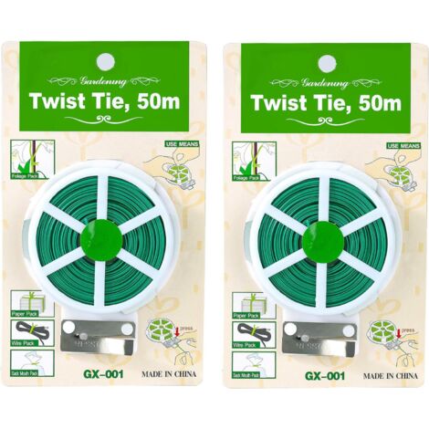 Attaches de Jardin pour Plantes Cravates en Fil de Plantes Lien de Soutien de Plante Multifonctionnel avec Coupe pour Organisation de Jardinage à Domicile 2 Rouleaux 100m (Vert) (1/5)