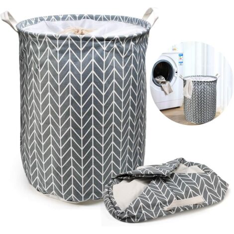 Grande Panier à Linge, Panier à lingePliable, Cordon Paniers à Linge, Pliable Sac à Linge, Pliage Grande Capacité Corbeilles à Linge (Gris) (1/5)