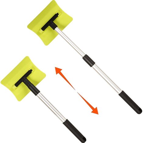 Grattoir à glace pour voiture, grattoir à glace, télescopique, grattoir à neige, grattoir à neige, brosse amovible et rotative et grattoir à glace, outil de déneigement pour voiture, vert (1/5)