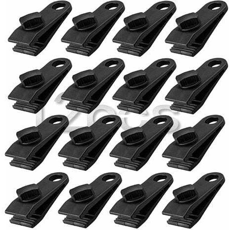 12Pcs Pince à pince pour bache,ensemble de pinces à bache résistantes Pince pour auvent instantané pour tentes Tarp Caravan Garden Shade Housse de,noir (1/5)