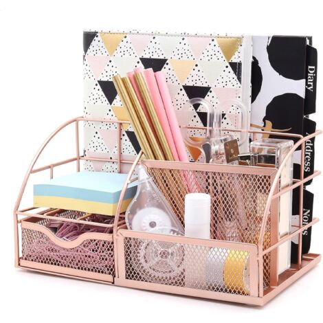 Organisateur de Bureau/ Papeterie Organizer / Pot à stylo / Bureau Ranger / Multifonctions Organisateur (Or rose) (1/5)