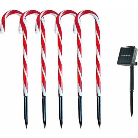 Décoration de Noël Lumière Extérieure, Lot de 5 Lumières LED de Canne à Sucre, Lumières de Chemin de Noël de Canne à Sucre Lumières de Jardin LED Lumières de Paysage Décoration de Noël (1/5)