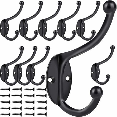 10 Pièces Crochet de Manteau Rétro Patère Porte Manteau Mural Vintage Crochet de Porte Métal pour Porte Manteau Salle de Bain Cuisine(Noir) (1/5)