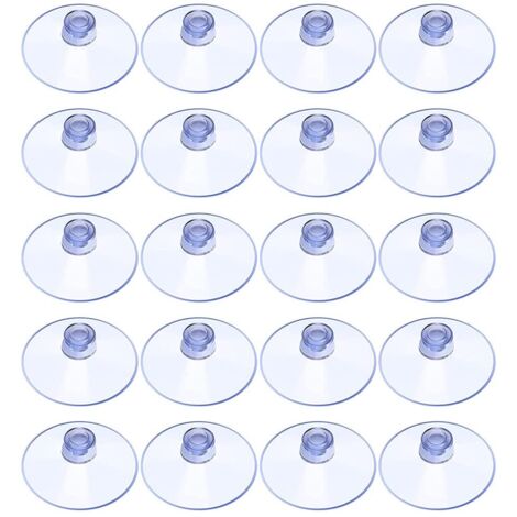 20 Pièces Ventouses Transparentes, Ventouse Plastique 20mm sans Crochet, Petites Ventouses pour Verre, Carrelage, Murales, Salle de Bain, Placard, Table (1/5)