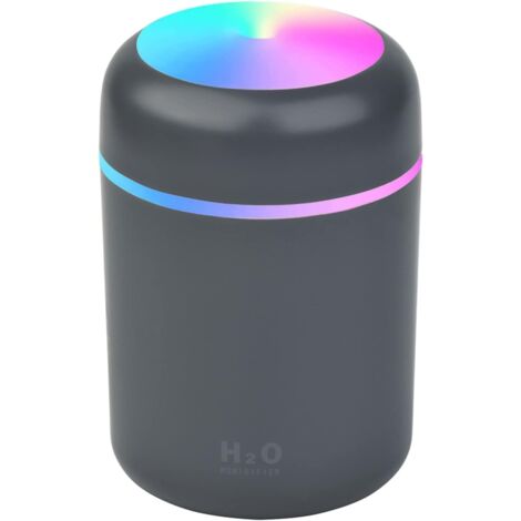 300 Ml Humidificateur, Mini Humidificateur Pour Voiture, Diffuseur D'arôme, éclairage D'ambiance Coloré, Diffuseur D'arôme, Pour La Maison, Le Bureau, La Chambre, Modes De Silence (noir) (1/5)