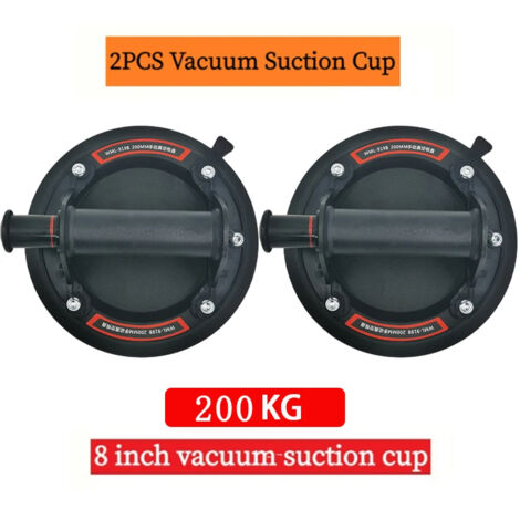 Ventouse Carrelage, 2 Pièces 8" Ventouse Vitre Professionnelle,Ventouse de Levage en Verre, Vide Ventouse en Verre pour Transport et Déménagement de Vitre, Plaques, Carrelage, Meubles, Charge 110 kg (1/5)