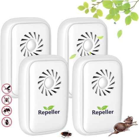 Ultrason Souris et Rats, Anti Mouche, Prise Anti Moustique, Electrique Appareil Répulsif Insectes Interieur - Fourmis, Souris, Rats, Araignées, Cafards, 100% Inoffensif - 4 Paquets (1/5)
