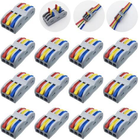 Connecteur Electrique, SPL-3 Bornes de Connexion, 3 in 3 out 6 Ports Compact Connecteur Ressort Bornier (13 Pcs) (1/4)