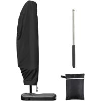 Housse de Protection pour Parasol Deporte 3m 4m, Housse de Parasol Déporté avec 1,4m de Long Fermeture Éclair, Protection pour Parasol Deporte avec Tige Télescopique, 280x30/80/45 cm