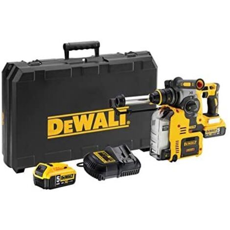 Dewalt – Martello combinato a batteria 18V con aspiratore – 2 batterie 5,0Ah – Potenza 2,1J – Tecnologia Brushless per lavori in calcestruzzo (1/3)