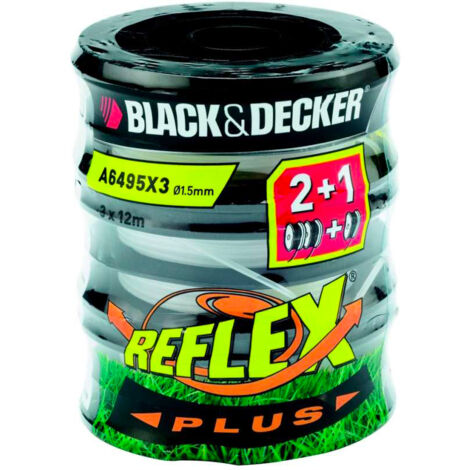 Black+Decker Rocchetto Tagliabordi - Nylon Doppio Filo 6m - 3 Bobine