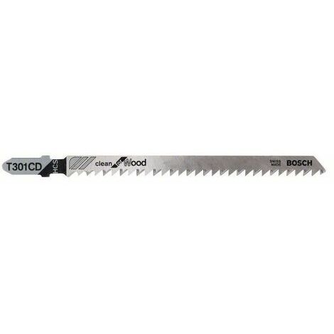 Bosch Professional 3 x Lame per seghetto alternativo T 301 CD Clean for Wood (per Legno tenero, thick workpiece, accessorio Seghetto alternativo)