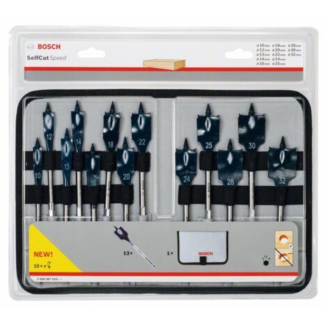 Bosch Accessories 2608900336 Kit mecchie da legno 10 mm, 12 mm, 13 mm, 14 mm, 16 mm, 18 mm, 20 mm, 22 mm, 24 mm, 25 mm,