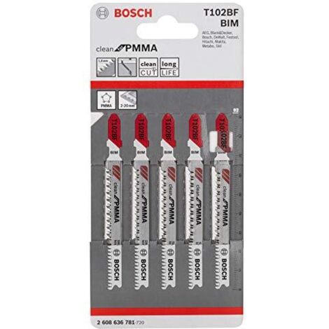Scheda di 5 lame BOSCH T102BF PMMA - 2608636781